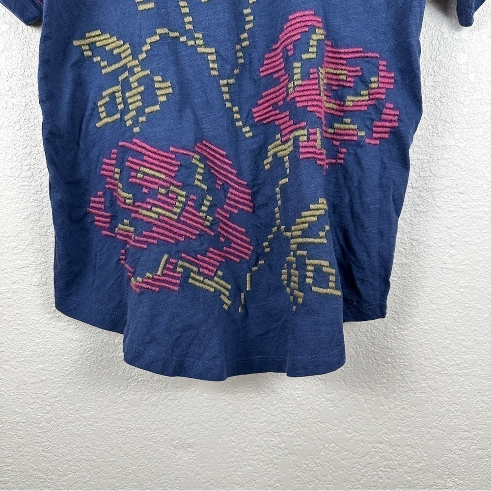by Anthropologie Alice Embroidered Crew Neck Cotton Short Sleeve Top Size XS - Picture 6 of 12